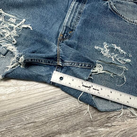 Vintage 90s Levis 560 Women 30 Distressed Cutoff Jean Shorts Jort Orange Tab USA - Picture 7 of 10
